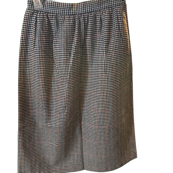 Vintage 1970s made in Greece Wool Houndstooth Midi Skirt Size 10 - Picture 1 of 3